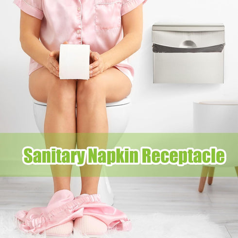 1 Pack Tioncy Sanitary Napkin Disposal Receptacle with Feminine Hygiene Disposal Bag Stainless Steel Tampon Bin Trash