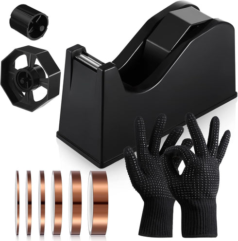 Kosiz 9 Pcs Heat Tape Dispenser Set, 1 Sublimation Tape Dispenser, 2 Heat Resistant Gloves, 6 Multi Size Tapes