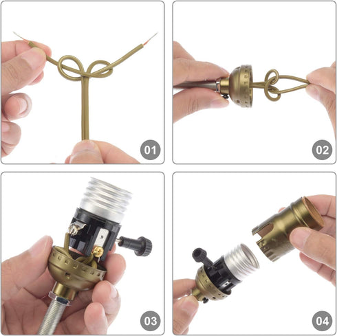 8 Inch 3 Canomo Table Lamp Kit Lamp Rewiring Kit with Harp, Lamp Pipe, Way Socket and All Parts Needed and Instructions