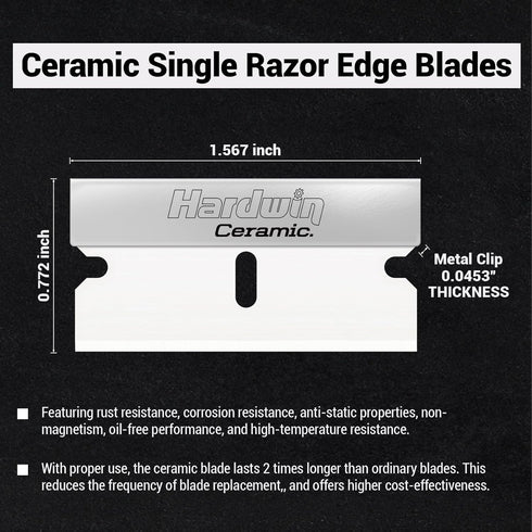 5-Pack Ceramic Single-Edge Razor Blades, Replacement Blades for Razor Blade Scraper Tool, Non-Scratch Glass Top Stove