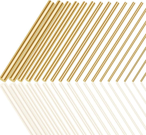 Glarks 18Pcs Brass Solid Round Rod Lathe Bar Stock - Assorted for DIY Craft Tool, Diameter 2.5-8mm