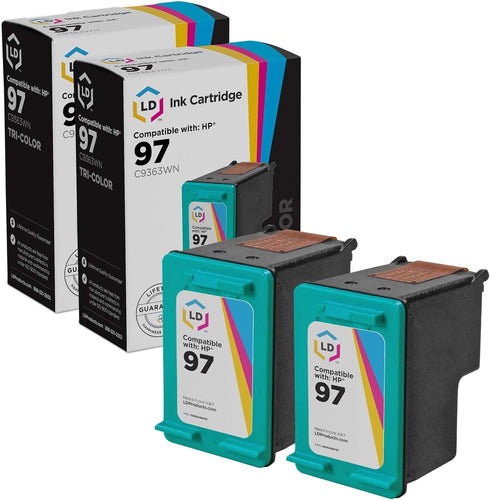 LD Products Remanufactured Compatible Replacements for HP 97 Ink Cartridges HY (2 Pack - Tricolor)