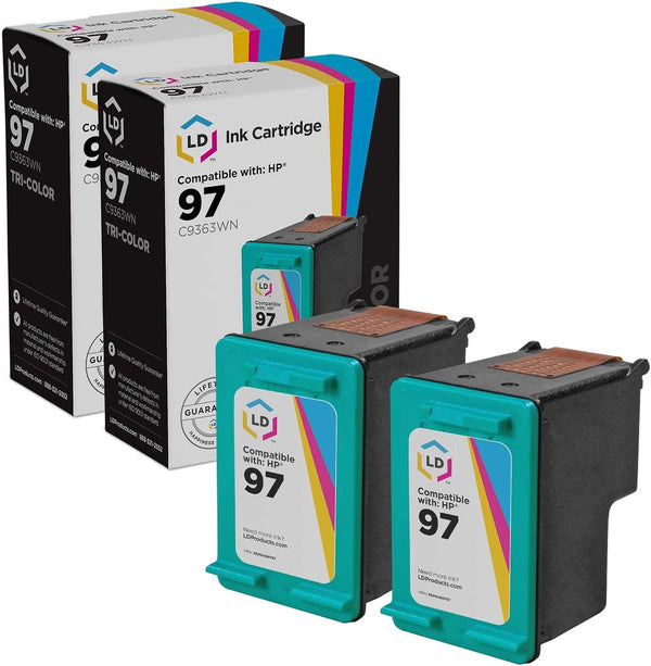 LD Products Remanufactured Compatible Replacements for HP 97 Ink Cartridges HY (2 Pack - Tricolor)