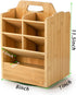 SOUJOY Bamboo Pen Holder Organizer, 360° Rotating Art Supply Storage Caddy for 400+ Pencils, 15 Compartments
