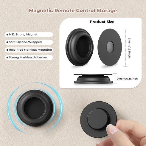 UMUST 4Pcs Magnetic Remote Control Holder, Upgrades Silicone Wall Mount Self-Adhesive Remote Control Stand, Organizer