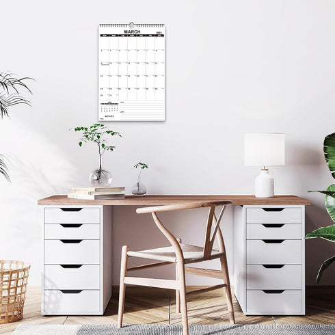 Large Wall Calendar 2025-2026 - 17" x 12" Academic Calendar with Wire Binding & Hanging Hook