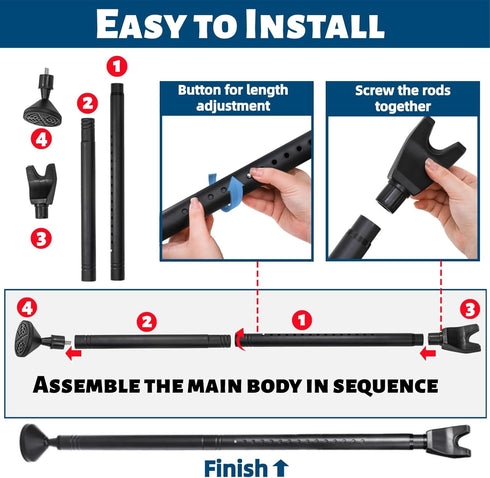 2 Pack 2-in-1 Jammer Door Security Bars, Anti-Slip Heavy Duty Door Stoppers Sliding Patio Bar, Adjustable Barricade