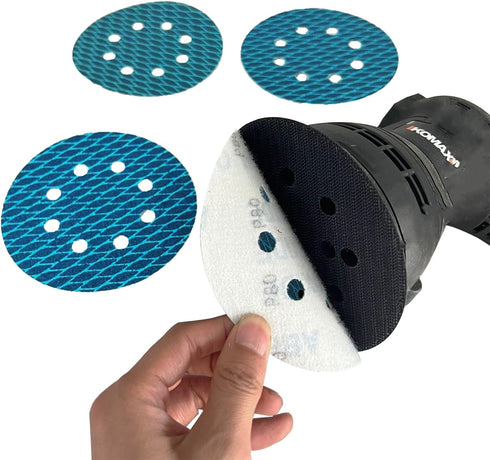 5 Inch 8 Hole Diamond Shape Sanding Discs, 240 Grit, 50 Pcs Hook and Loop for Orbital Sanders, Woodworking