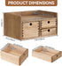 KIRIGEN Desk Organizer with 3 Drawers, Dark Brown Wooden Storage Box for Office Supplies and Toiletries