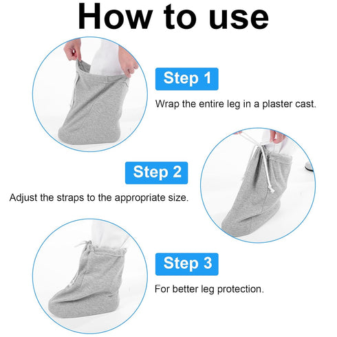 Axafazup 1 Pack Washable Plaster Sock, Ankle Wound Protector, Cast Sock Cover for Foot Leg, Adjustable Drawstring
