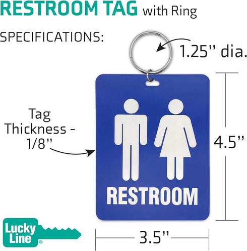 Lucky Line Unisex Restroom Pass Key Tag, Plastic with Split Key Ring, 1 Per Pack (53201)