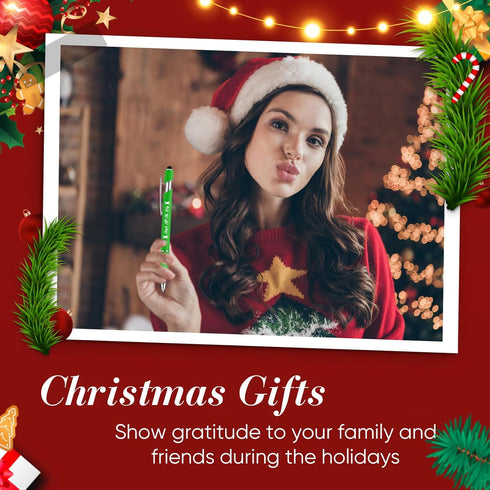 Yeaqee 24 Pcs Christmas Ballpoint Pens, Black Ink Stylus Tip, Novelty Funny Pens with Quotes for Coworkers