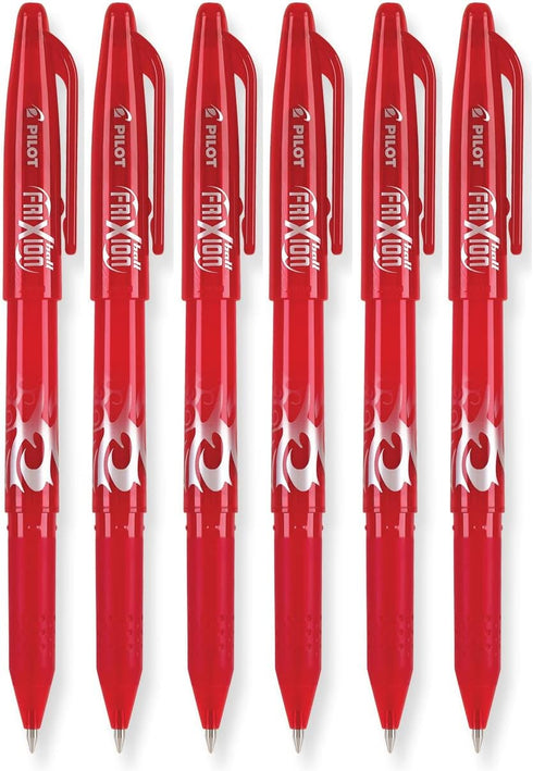 Pilot FriXion Ball 0.7mm Erasable Gel Pens, Fine Point, Red Ink, 6 Pack