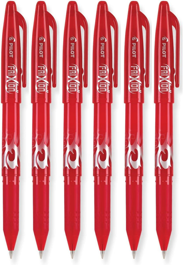 Pilot FriXion Ball 0.7mm Erasable Gel Pens, Fine Point, Red Ink, 6 Pack