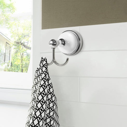 Design House Bathroom Hardware Accessories, Polished Chrome and White Robe Hook