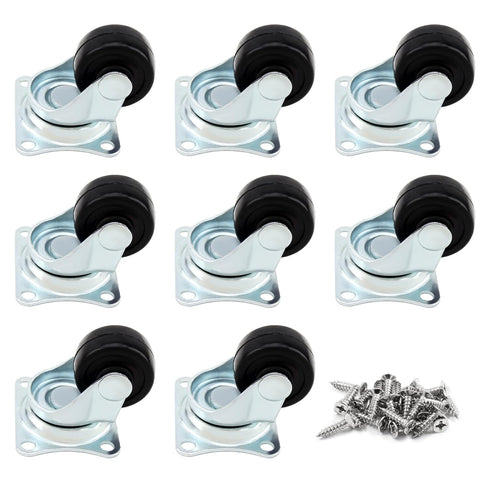 HOWDIA 1-inch Dia Swivel Single Wheel Rubber Caster Wheels - 8 Pack for Furniture, Small Trolley Wheels