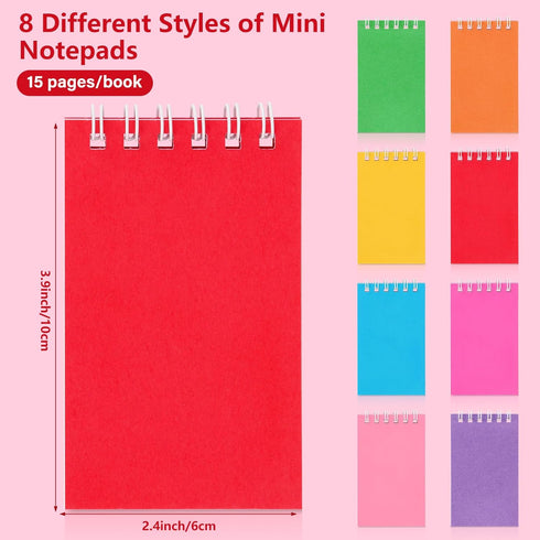 Hooqict 24 Pack Small Pocket Notebook Bulk Mini Notebooks Party Favors Little Spiral Notepads with Lined Pages 8 Colors, Memo Pads for Work, Office, School, Classroom, 3.9 x 2.4 Inches