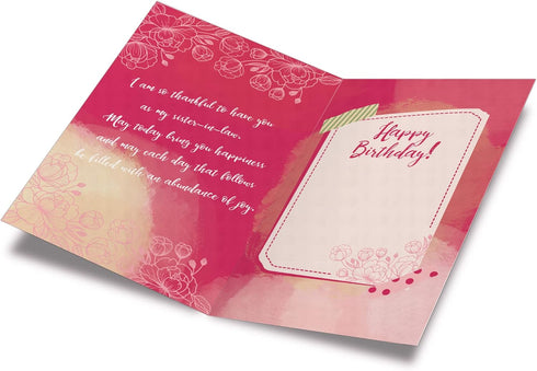 Prime Greetings Birthday Card for Sister In Law, Eco-Friendly, Thick Card Stock with Premium Envelope, 5in x 7.75in