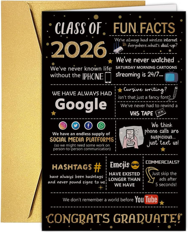 RPJIEKINXU 2026 Graduation Card, Funny High School & College 2026 Graduation Card for