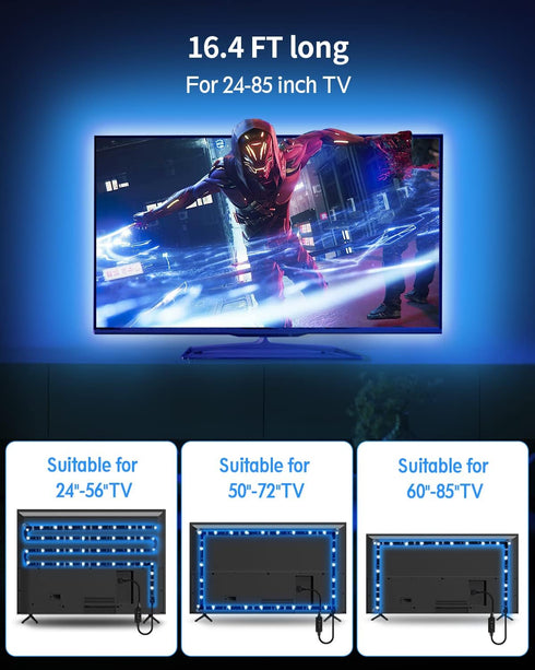 16.4ft 65-85 inch Daymeet Led Lights for TV, TV Led Lights Backlight Behind for Led Strip Lights,RGB Color Changing