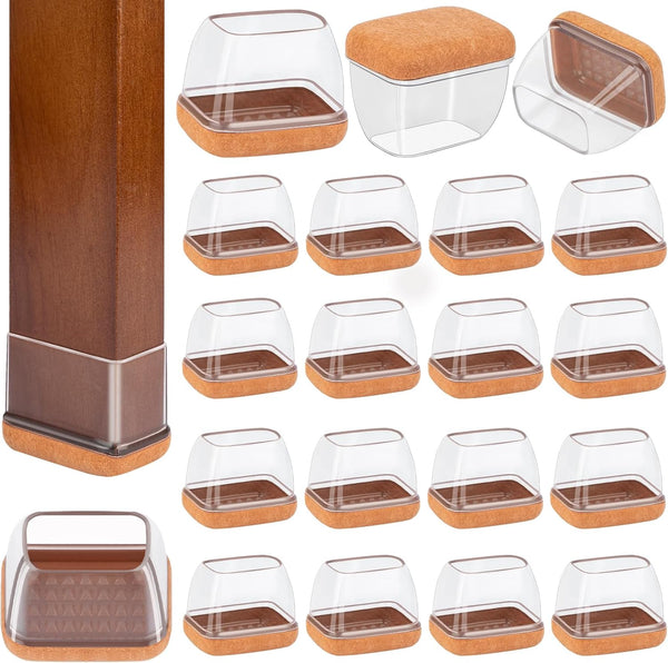 16 Pcs Rectangle Chair Leg Floor Protectors, Silicone Chair Leg Protectors for