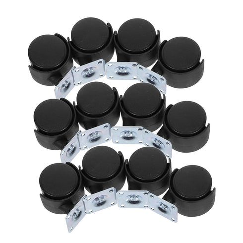 LIFKOME 12pcs Black Plastic Swivel Casters for Furniture No Brake Replacement Wheels for