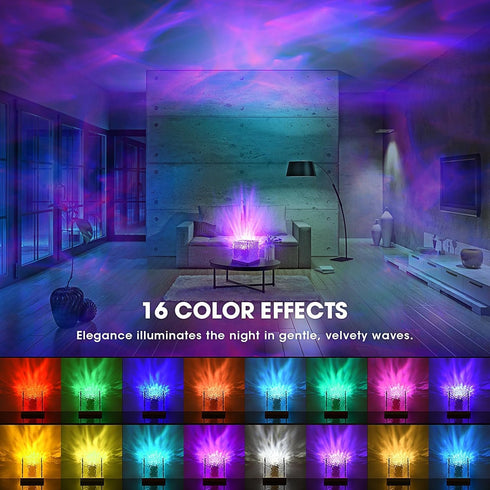 16-Color 3D Light-4.4inch Ocean Wave Projector Light, Luminorthe Cube Lamp and App Remote, Holographic Water Ripple