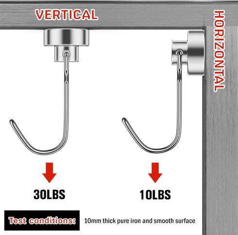 FINDMAG Magnetic Hooks, 30lbs+ Heavy Duty Hooks, Swivel Swing Hooks for Fridge, Kitchen, Garage, 20 Pack, Silver