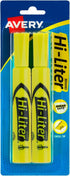 AVERY Hi-Liter Desk-Style Highlighters, 2 Yellow Highlighters, Smear Safe Ink, Chisel Tip (24081)