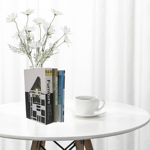 NUOBESTY Retro Decorative Iron Bookends for Desk and Shelf Sturdy Pattern Book Holders for Home Office Study Heavy-Duty