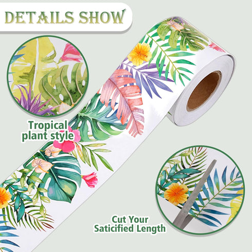 Bulletin Board Borders for Classroom, Tropical Decorations, Boho Green Plant Trim for School Office Supplies Decor