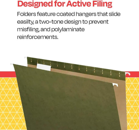 School Smart Hanging File Folder, Legal, Standard Green, Pack of 25