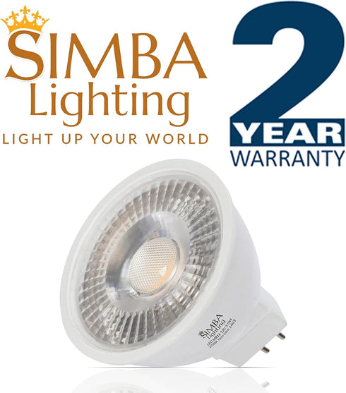 Simba Lighting LED MR16 3.5W 12V Light Bulb - 6 Pack 20W Halogen Replacement for Landscape, Accent, Track Lights