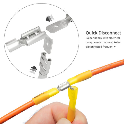 Wirefy 90 PCS Heat Shrink Piggyback Spade Connectors, 3 Way Wire Connectors, Double Spade Connectors