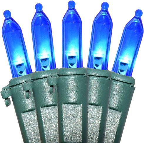 Holiday Essence Blue LED Xmas String Light 100 Count Green Wire 26.9
