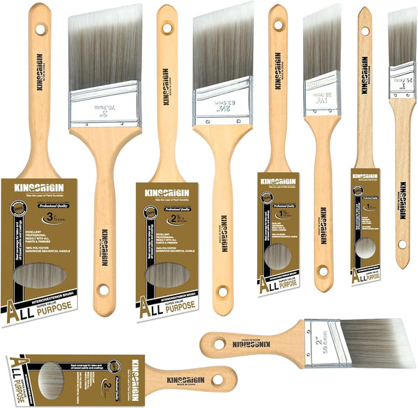 King Origin 10-Pack Professional Angled Paint Brushes Set (1", 1.5", 2", 2.5",