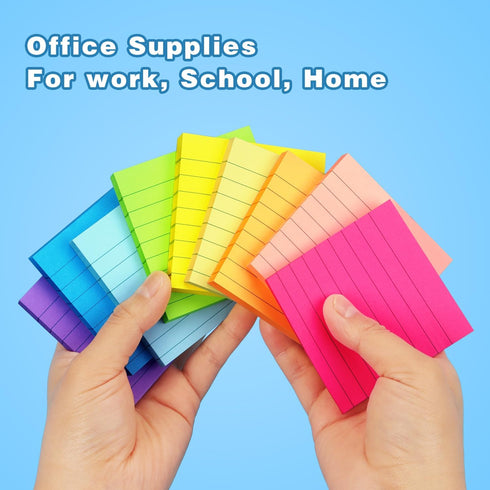 Early Buy Lined Sticky Notes, 3x3 Self-Stick Notes in 9 Bright Colors, 70 Sheets/Pad
