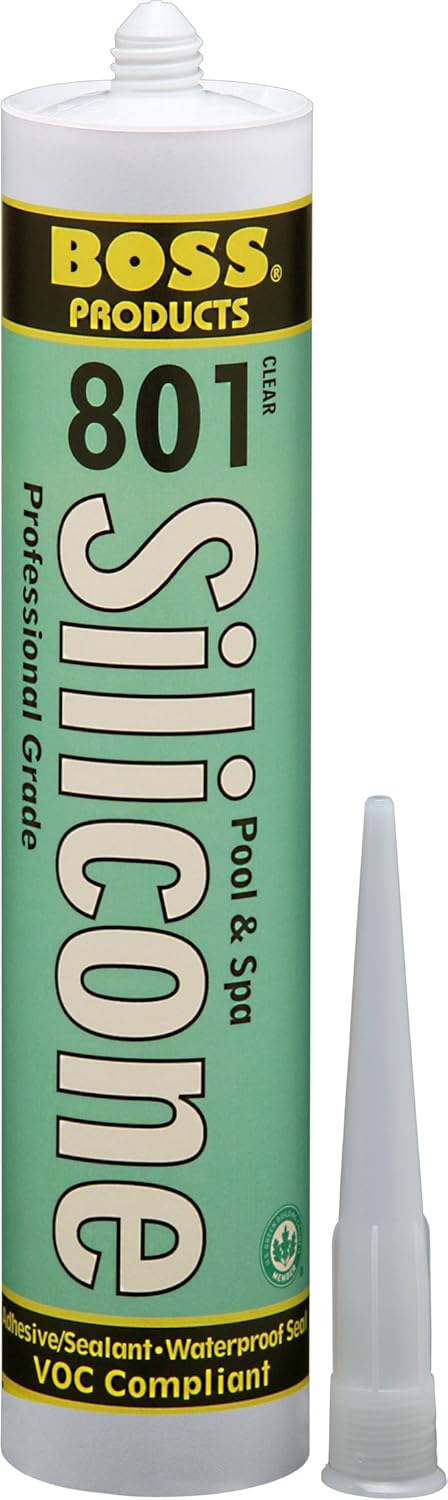 BOSS 02505CL10 801 Neutral Cure Silicone Adhesive, Clear, 10.3-Ounce by BOSS