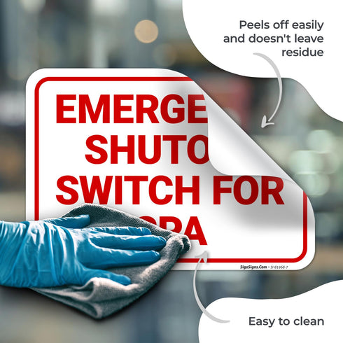 10x7 Inches, 4 Emergency Shutoff Switch for Spa Sign, Mil Vinyl Decal Stickers Weather Resistant, Made in USA