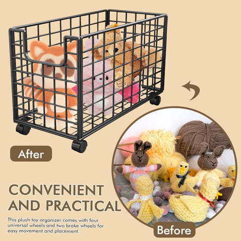 ETOYA 360 Rolling Wire Storage Basket, Metal Mesh Laundry Hamper Cart with Swivel Wheels, Multifunctional Mobile
