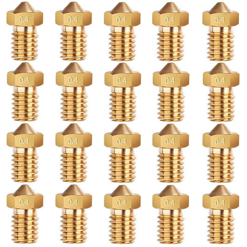 E3D Nozzles, ExcelFu M6 0.4mm Brass Nozzle for 1.75mm Filament E3D V5-V6 3D Printer, Pack of 20