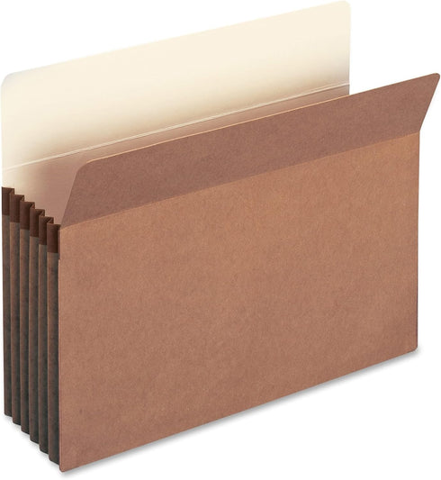 Smead 100% Recycled File Pocket, Straight-Cut Tab, Letter Size, 5-1/4" Expansion, Redrope, 10 per Box (73206)