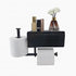 Generic Toilet Paper Holder with Built-in Storage Drawer | Glossy Black/White Plastic Bathroom Organizer | Dual-Mount