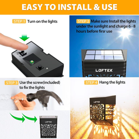 8 Pack LOFTEK Solar Deck Lights, Solar Fence Lights, Outdoor Patio Decorative Light, Dusk to Dawn, Waterproof, Fence