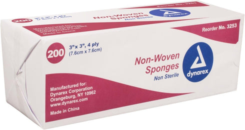 SurgiMac Non-Sterile Gauze Non-Woven Sponges, 3 x 3 inch, 4-Ply, 200-Count