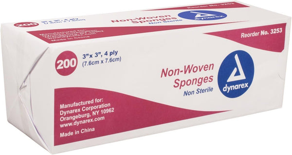 SurgiMac Non-Sterile Gauze Non-Woven Sponges, 3 x 3 inch, 4-Ply, 200-Count