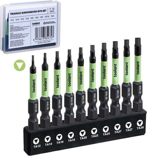 toolant Triangle Screwdriver Set,S2 Steel Triangle Bit Set(2" long Magnetic Heads),1/4 Hex-Shank