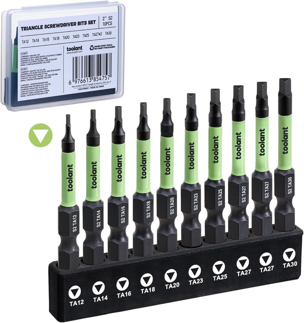 toolant Triangle Screwdriver Set,S2 Steel Triangle Bit Set(2" long Magnetic Heads),1/4 Hex-Shank
