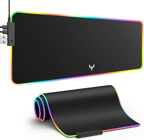 BladeHawks RGB Gaming Mouse Pad with 4-Port USB Hub, 14 Lighting Modes, Oversize Anti-Slip Rubber Base for Desk