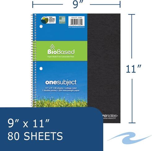 Roaring Spring Environotes College Ruled 1 Subject Recycled Spiral Notebook, Assorted Earthtone Covers,11" x 9" 80 Sheets (Pack of 1)
